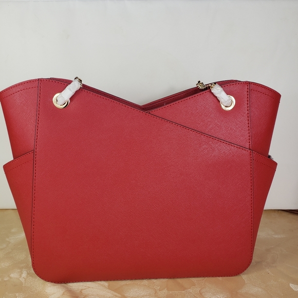 MICHAEL KORS JET SET TRAVEL L RED FLAME SHOULDER MK Bag - Picture 7 of 12